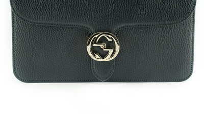 Gucci Black Calf Leather Dollar Shoulder Bag