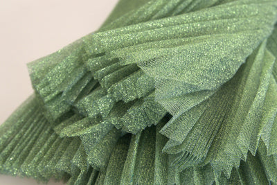 Dolce & gabbana Metallic Green High Waist A-line Pleated Skirt