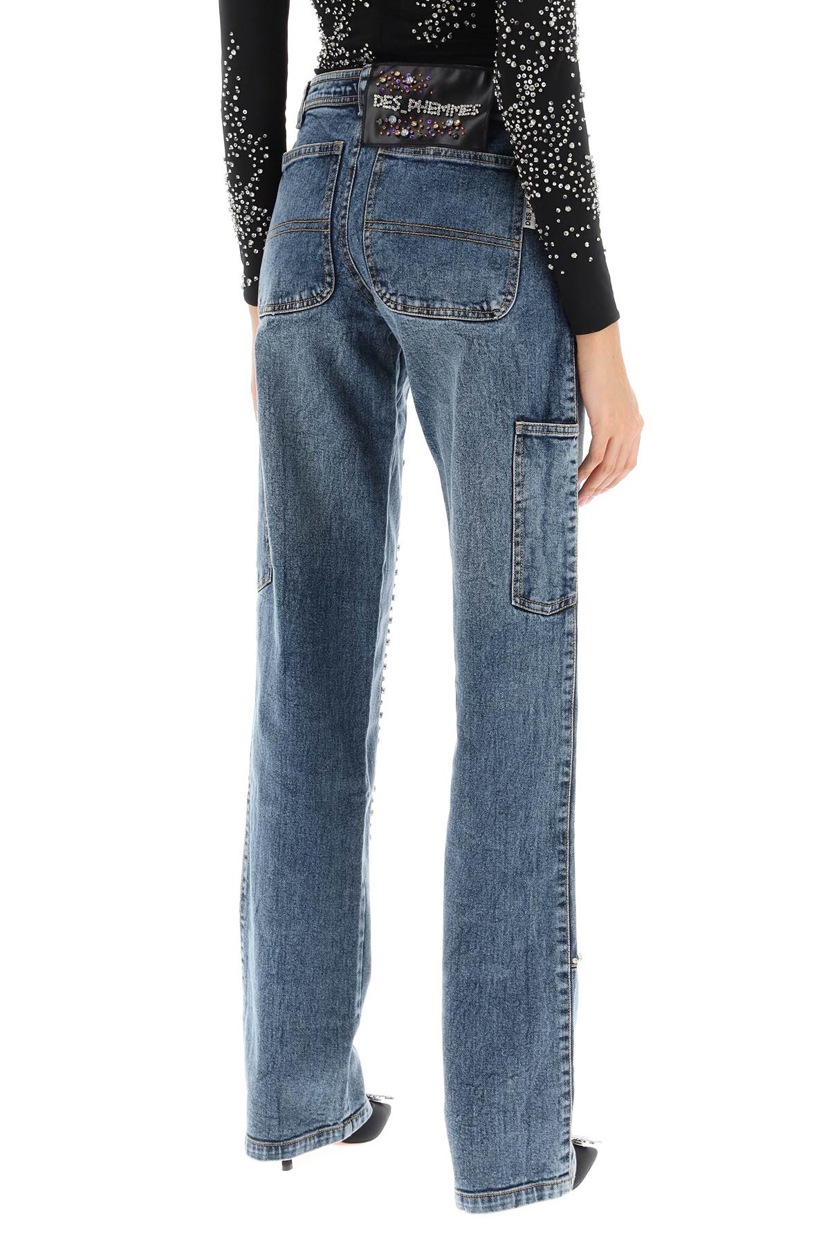 Des phemmes straight cut jeans with rhinestones-2