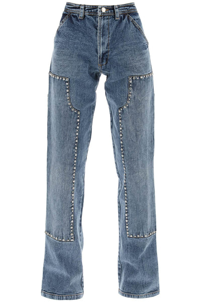 Des phemmes straight cut jeans with rhinestones-0