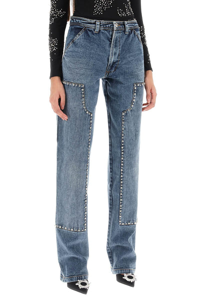 Des phemmes straight cut jeans with rhinestones-1