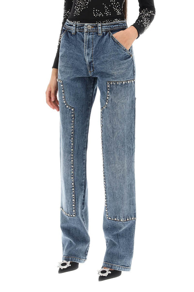 Des phemmes straight cut jeans with rhinestones-3