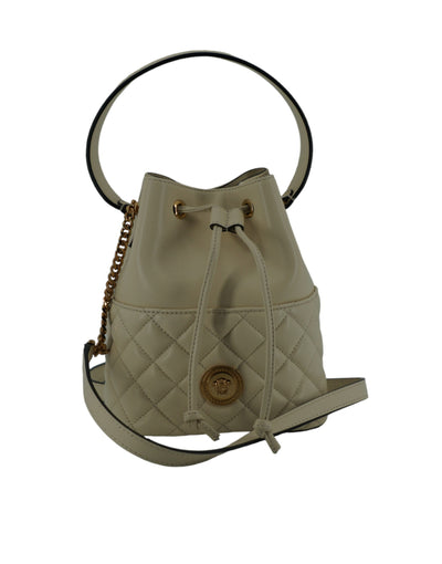 Versace White Lamb Leather Small Bucket Shoulder Bag