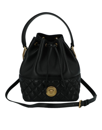 Versace Black Lamb Leather Bucket Shoulder Bag