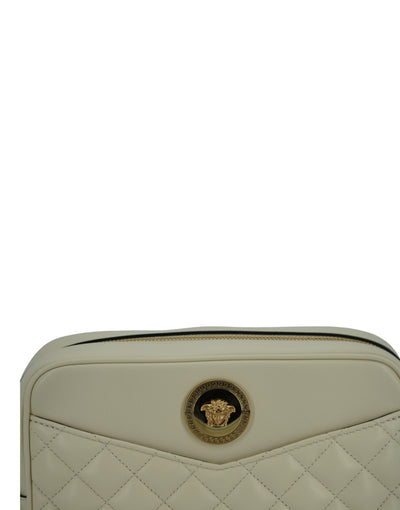 Versace White Lamb Leather Medium Camera Shoulder Bag