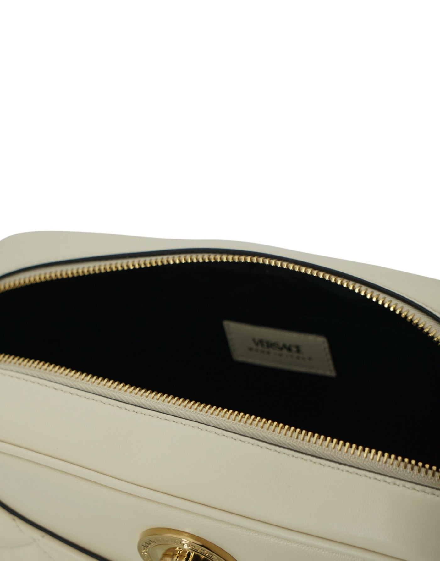Versace White Lamb Leather Medium Camera Shoulder Bag