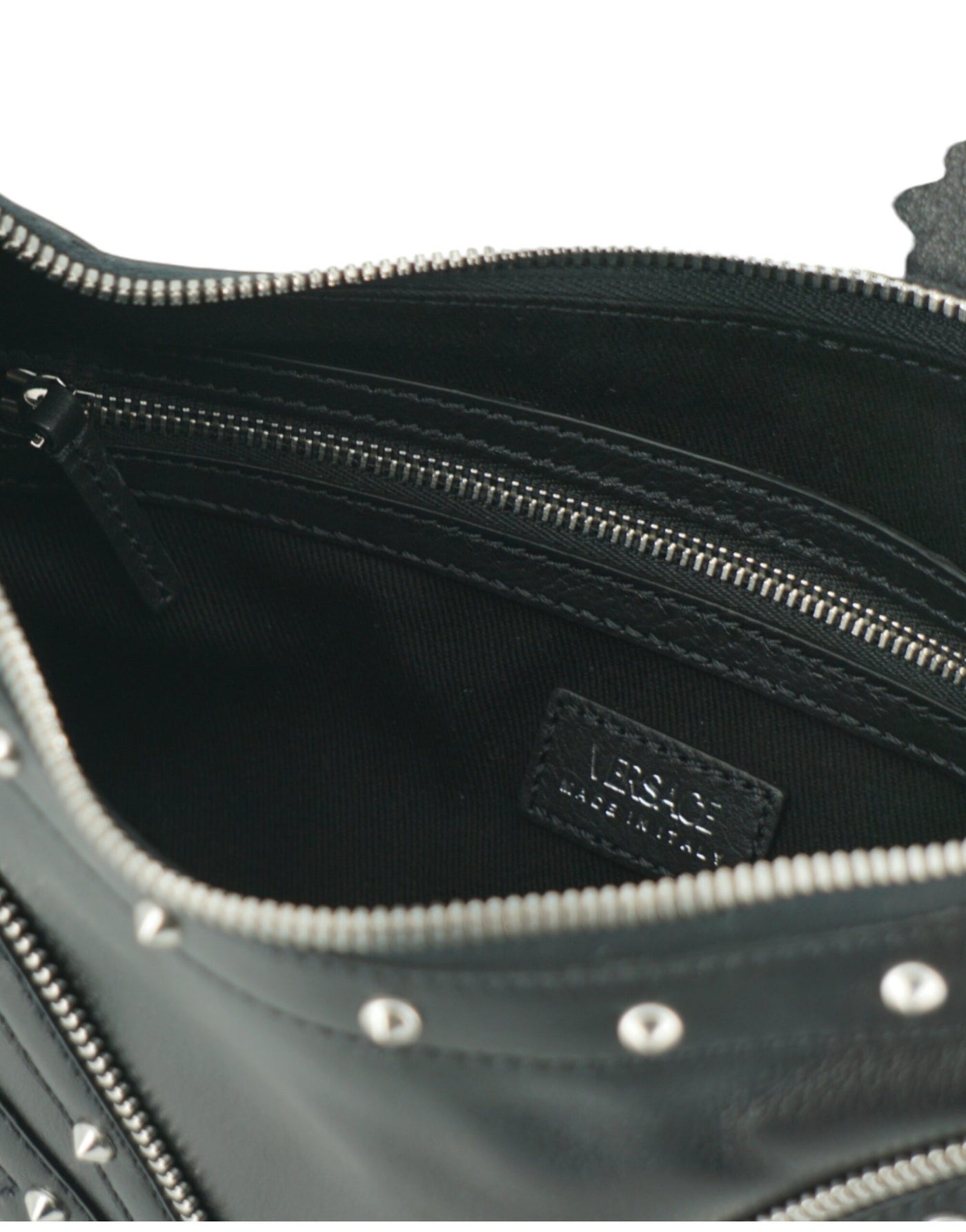 Versace Black Calf Leather Small Hobo Shoulder Bag