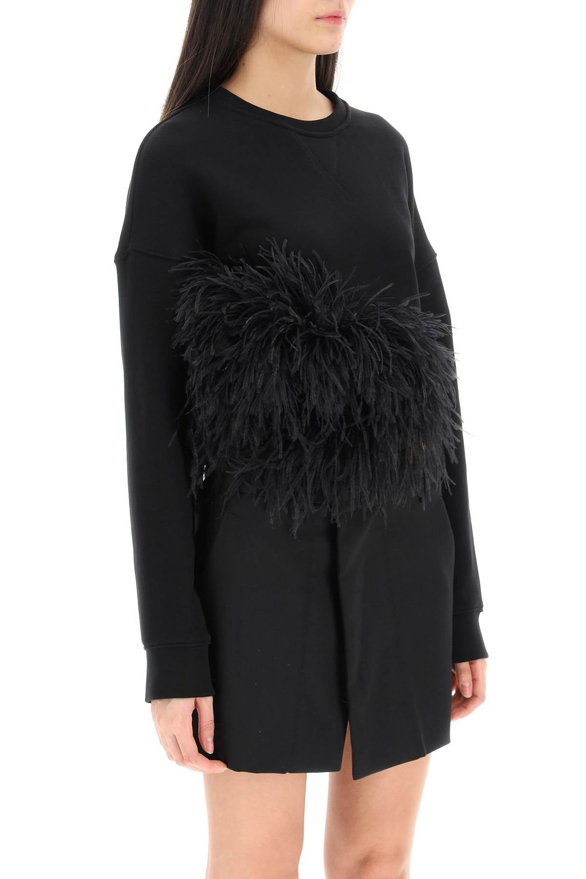 N.21 cropped sweatshirt with feathers-1