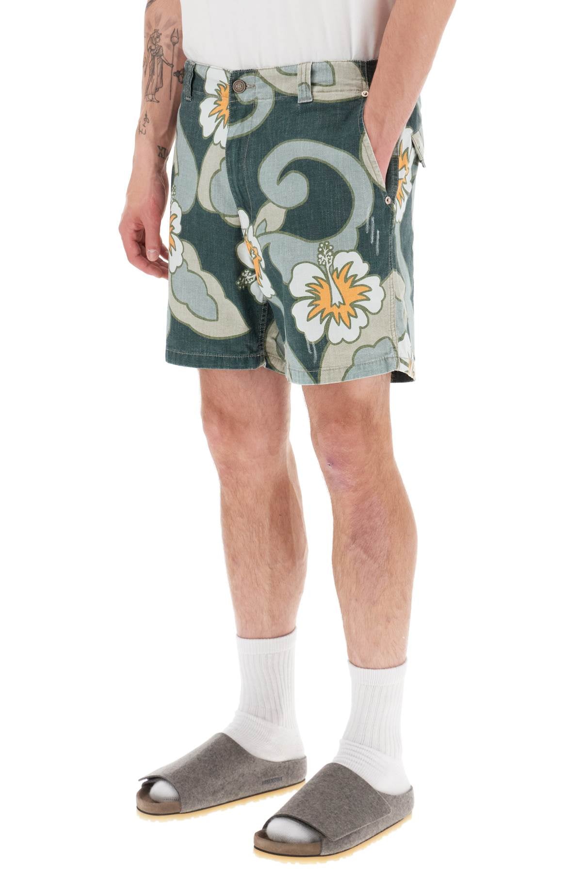 Erl floral print bermida shorts-3