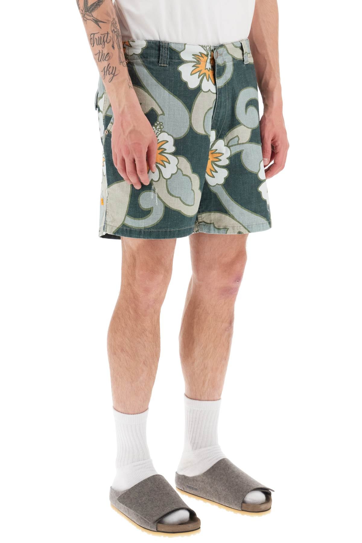 Erl floral print bermida shorts-1
