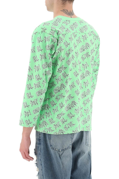 Erl 'waffle' long sleeved t-shirt with all-over print-2