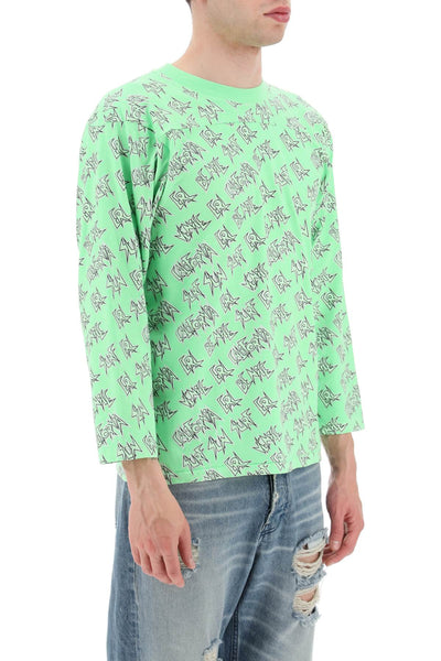Erl 'waffle' long sleeved t-shirt with all-over print-1