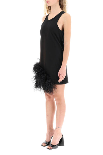 N.21 jersey mini dress with feathers-3
