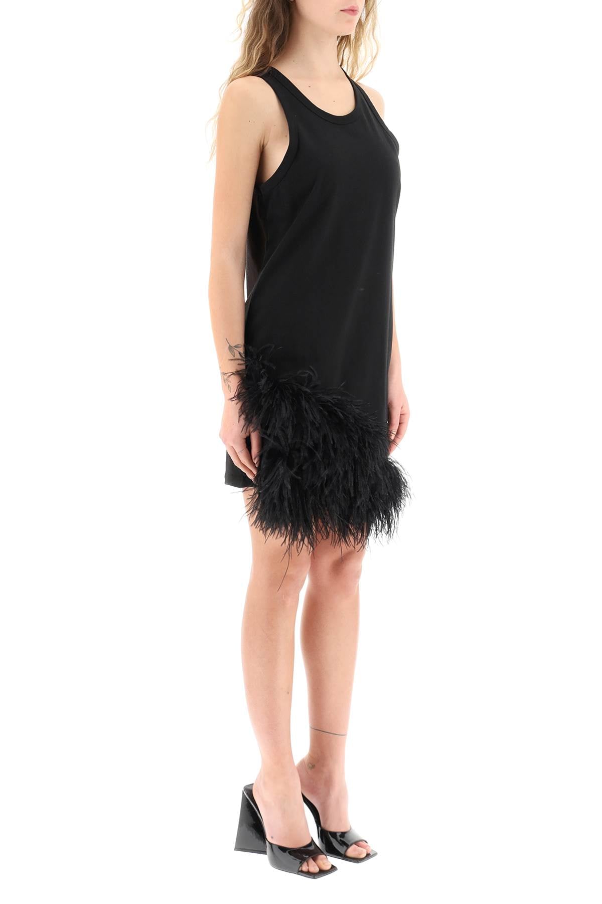 N.21 jersey mini dress with feathers-1