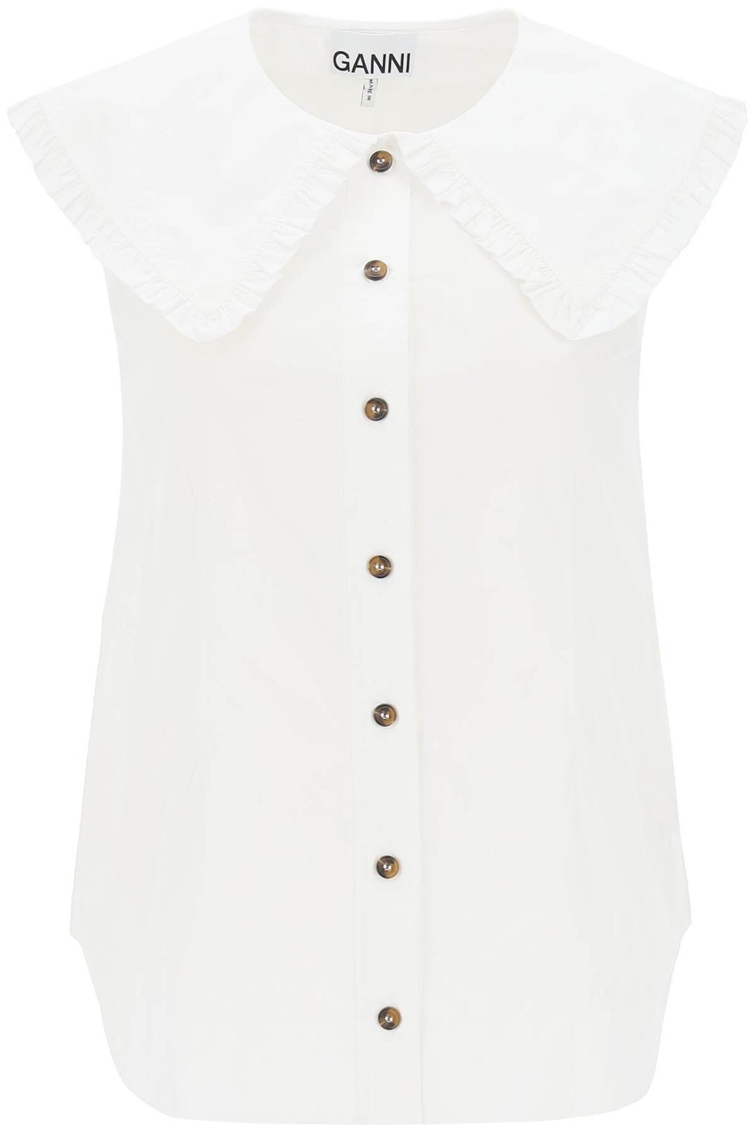 Ganni sleeveless shirt with maxi collar-0