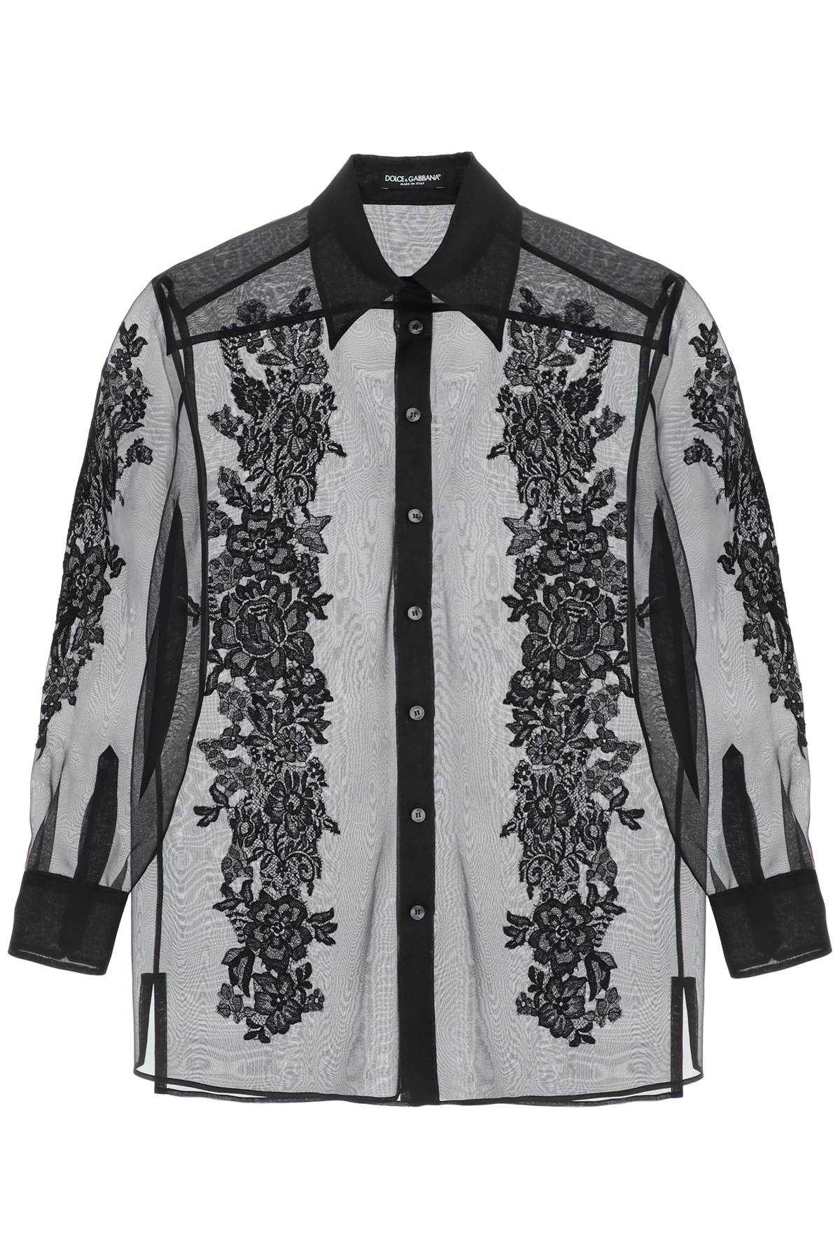 Dolce & gabbana organza shirt with lace inserts-0