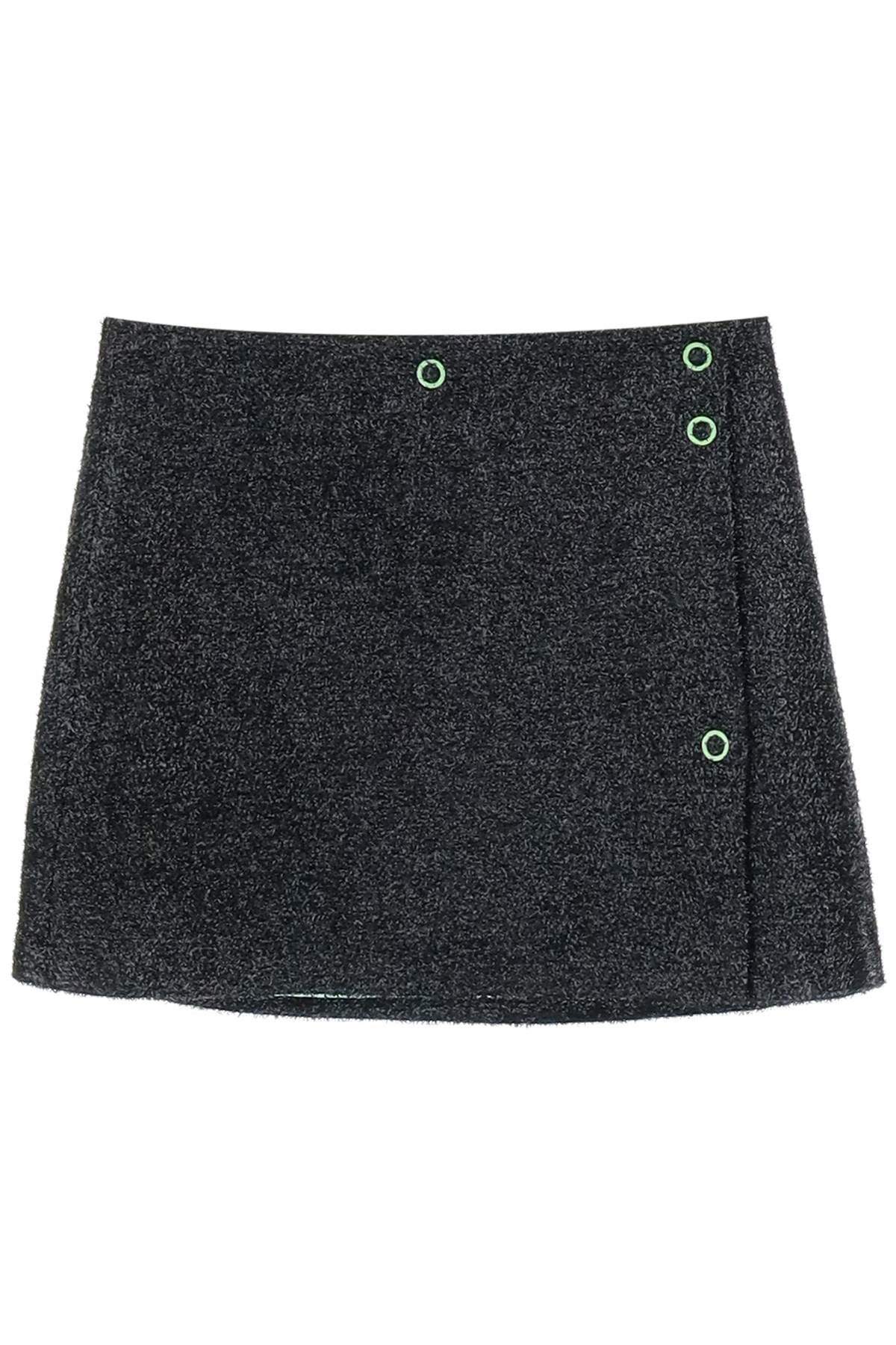 Ganni mini lamé tweed wrap skirt-0