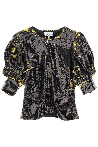 Ganni two-tone sequin top-0