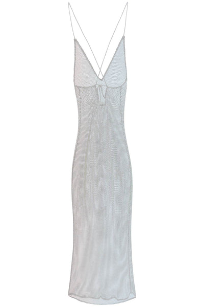 Ganni long mesh dress with crystals-0
