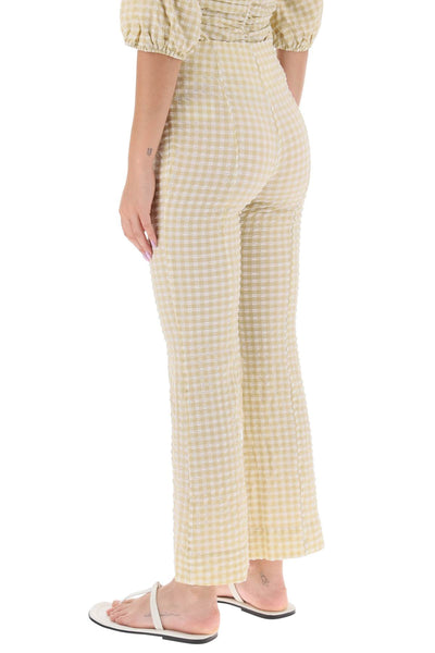 Ganni flared pants with gingham motif-2