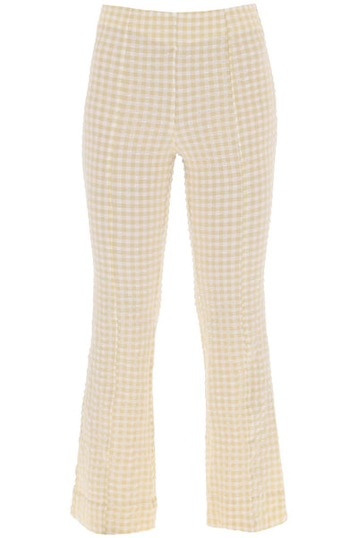 Ganni flared pants with gingham motif-0