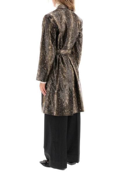 Ganni snake-effect faux leather trench coat-2