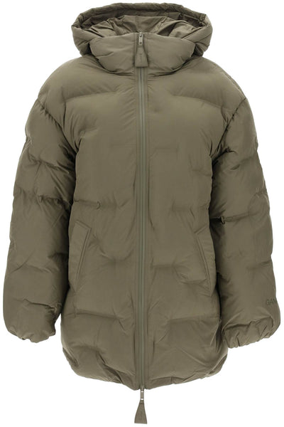 Ganni midi puffer jacket with detachable hood-0