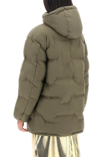 Ganni midi puffer jacket with detachable hood-2