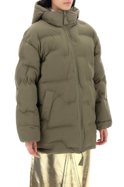 Ganni midi puffer jacket with detachable hood-1