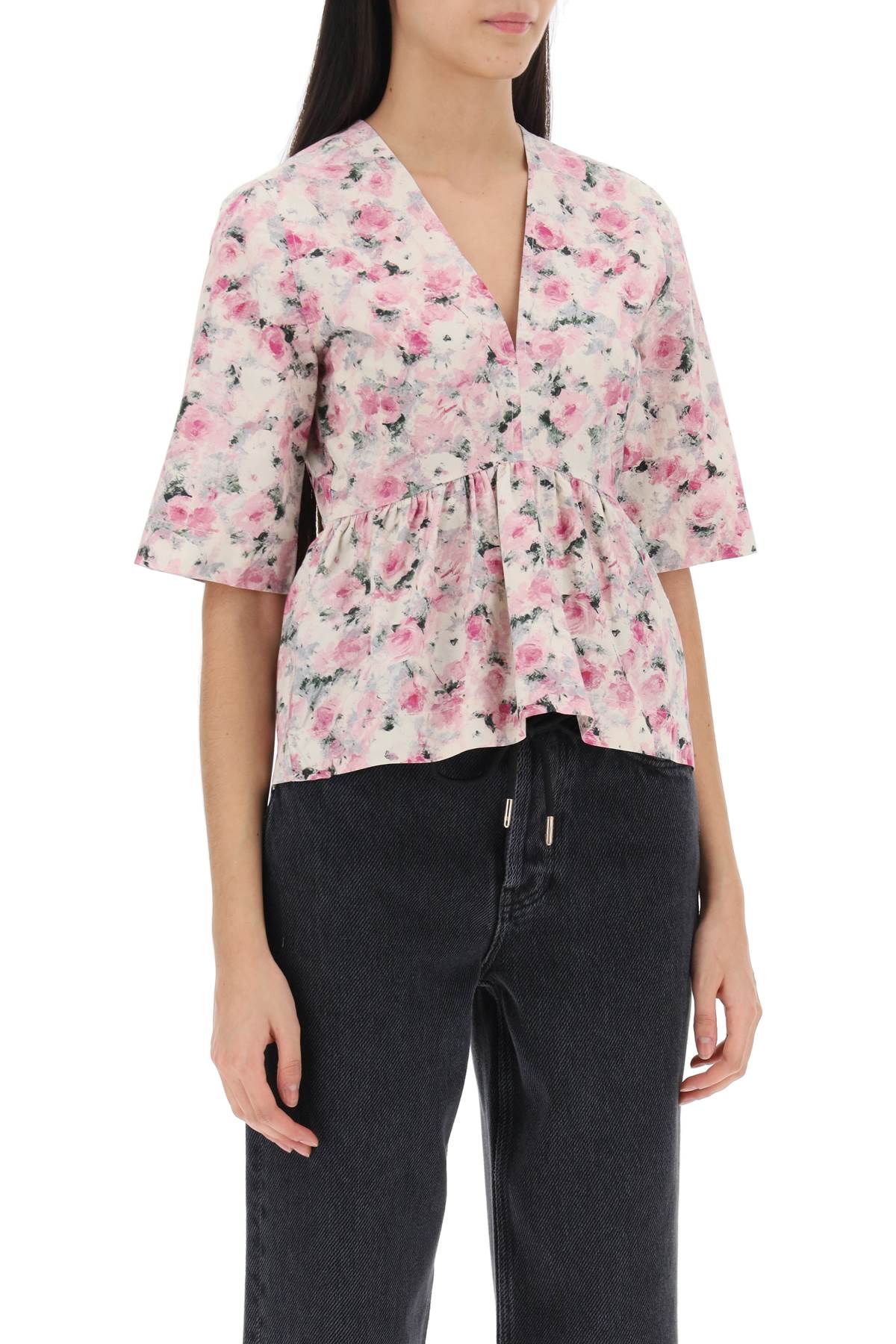 Ganni floral peplum blouse-1