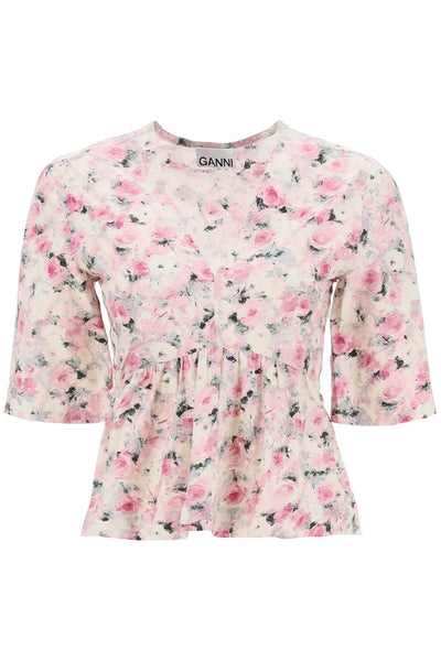 Ganni floral peplum blouse-0