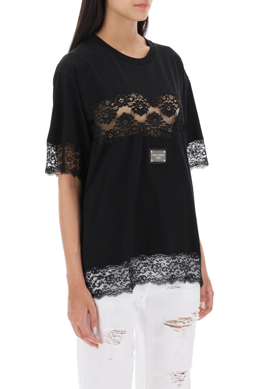 Dolce & gabbana t-shirt with lace inserts-1