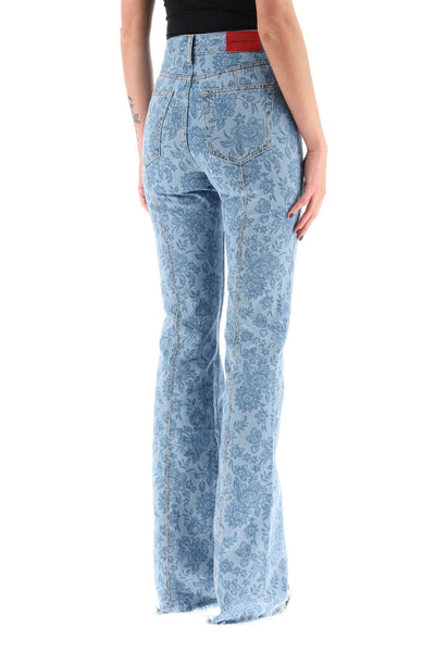 Alessandra rich flower print flared jeans-2