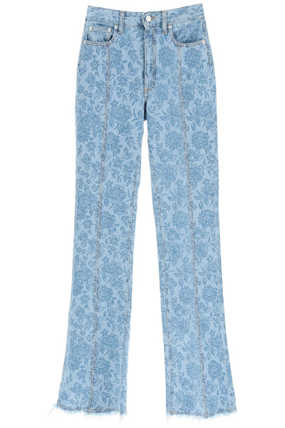 Alessandra rich flower print flared jeans-0