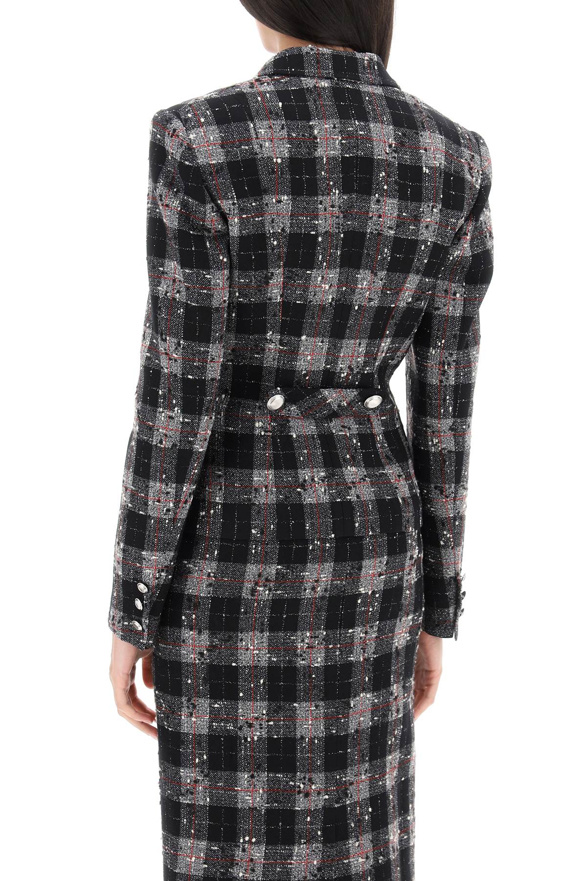 Alessandra rich single-breasted jacket in boucle' fabric with check motif-2