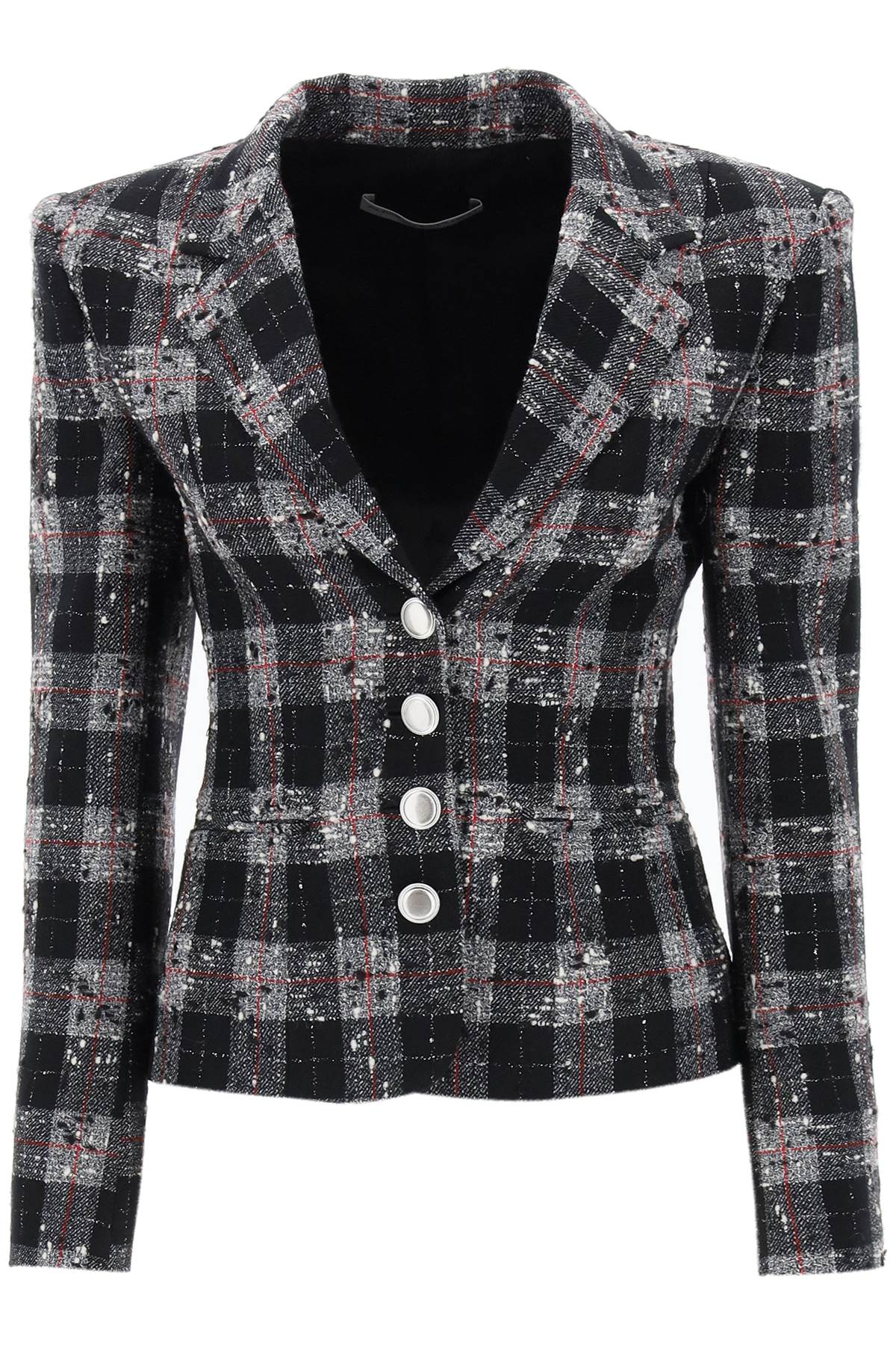Alessandra rich single-breasted jacket in boucle' fabric with check motif-0