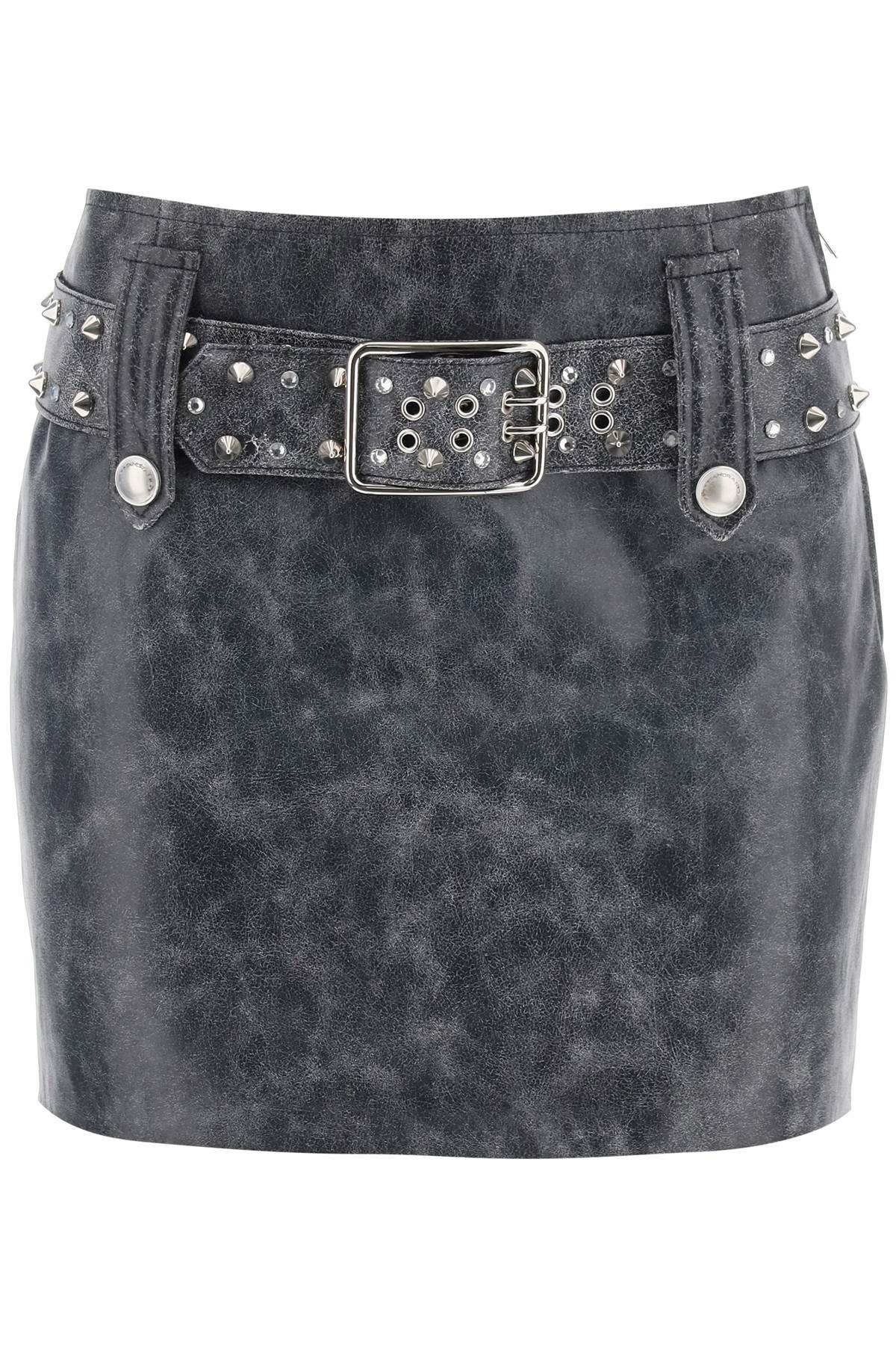 Alessandra rich leather mini skirt with belt and appliques-0