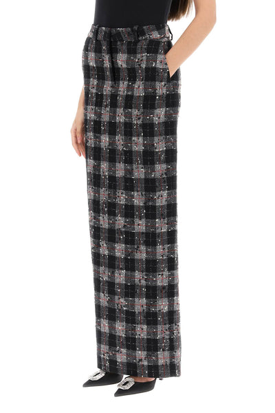 Alessandra rich maxi skirt in boucle' fabric with check motif-3