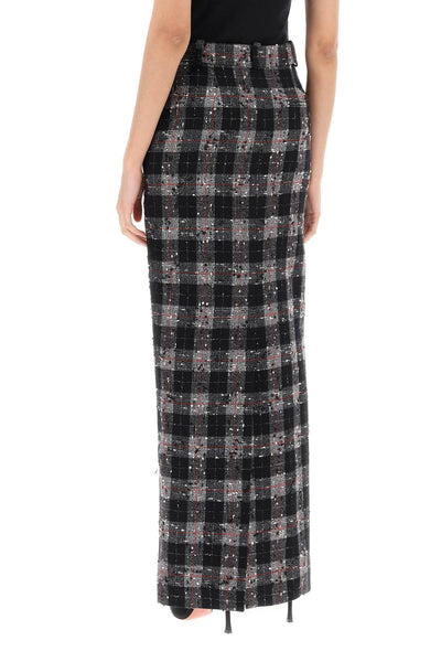 Alessandra rich maxi skirt in boucle' fabric with check motif-2