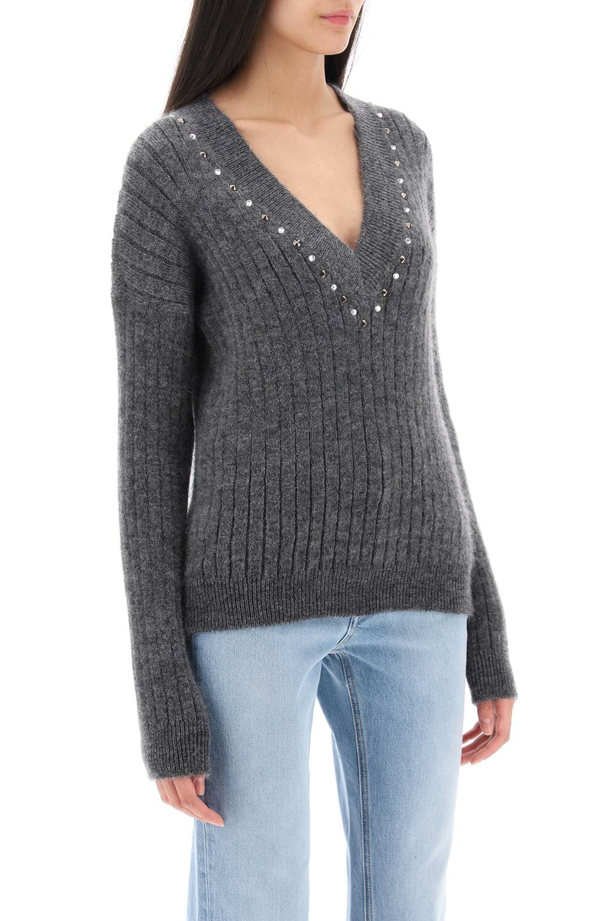 Alessandra rich wool knit sweater with studs and crystals-1