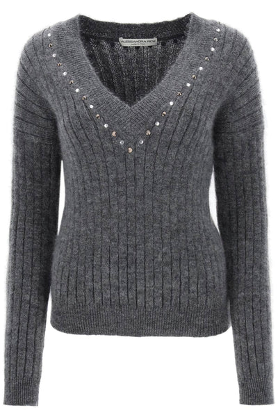 Alessandra rich wool knit sweater with studs and crystals-0