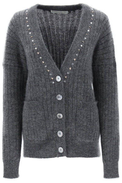 Alessandra rich cardigan with studs and crystals-0