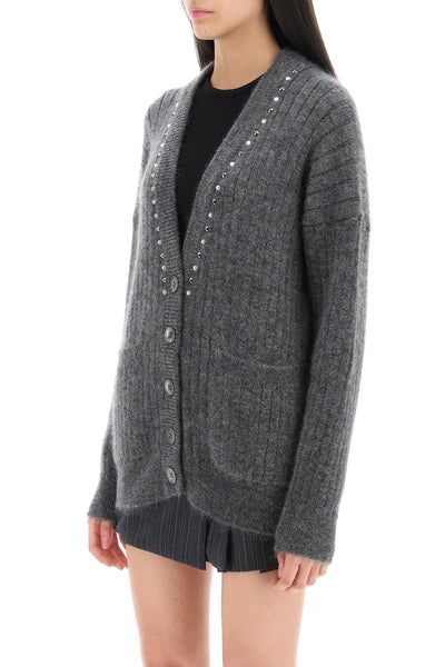 Alessandra rich cardigan with studs and crystals-3