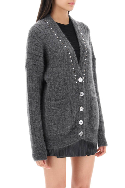 Alessandra rich cardigan with studs and crystals-1