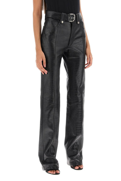 Alessandra rich straight-cut pants in crocodile-print leather-1