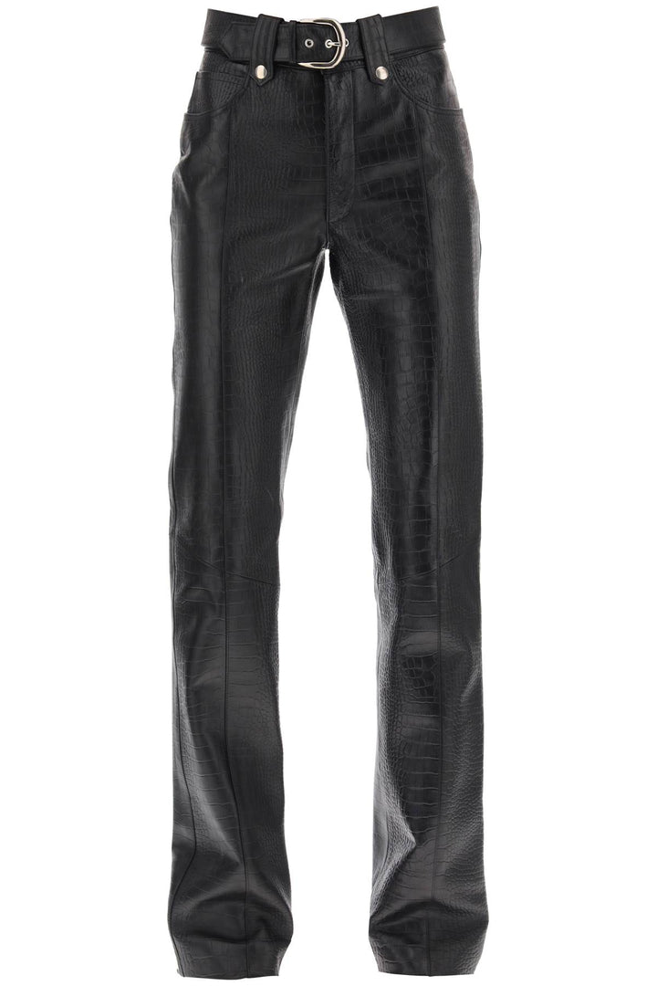 Alessandra rich straight-cut pants in crocodile-print leather-0