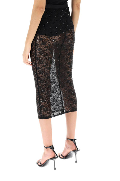 Alessandra rich midi skirt in lace with rhinestones-2