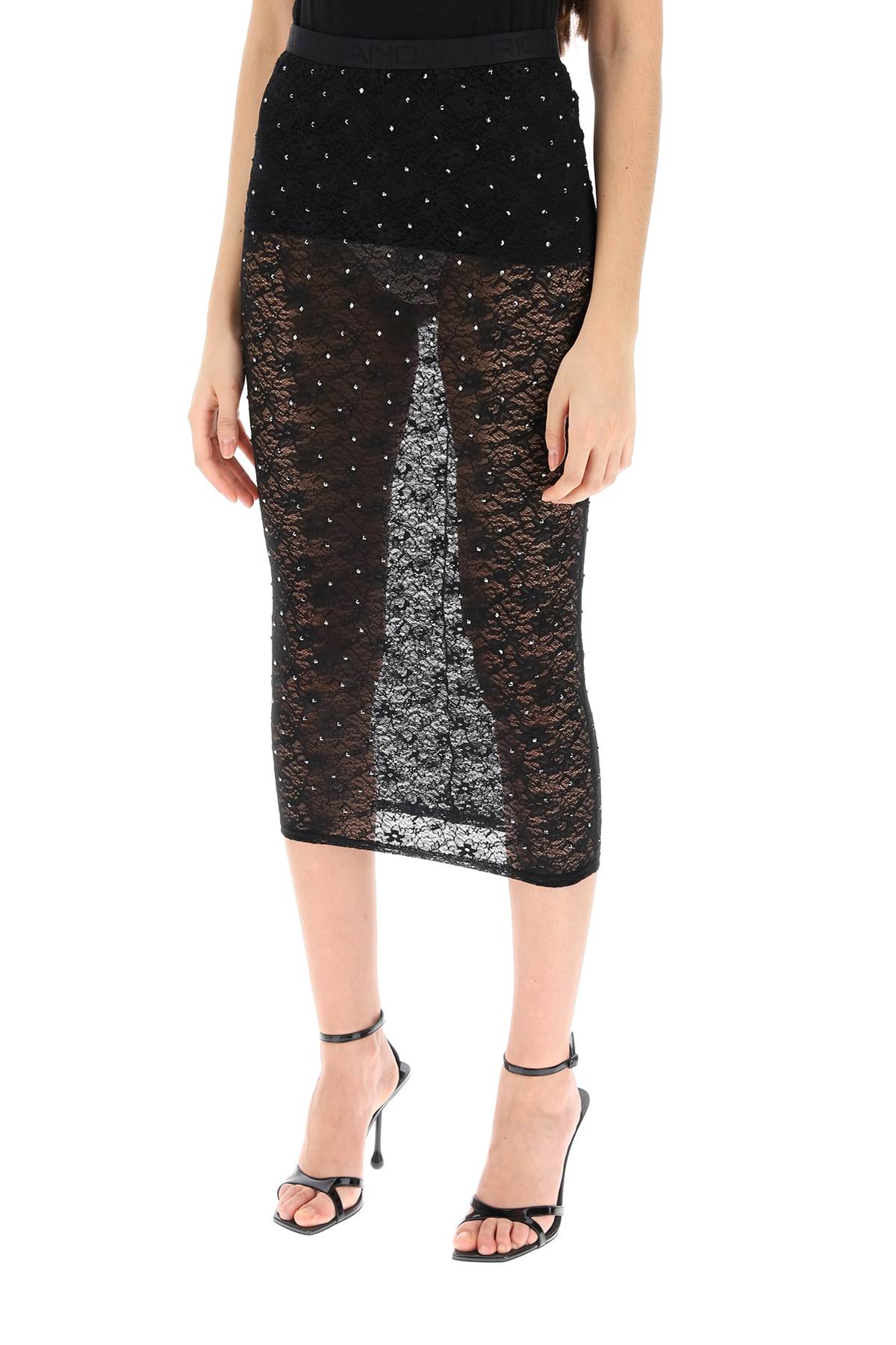 Alessandra rich midi skirt in lace with rhinestones-3
