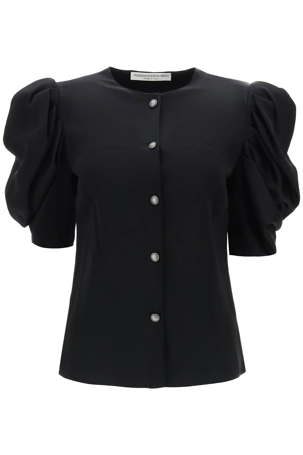 Alessandra rich envers satin blouse with bouffant sleeves-0