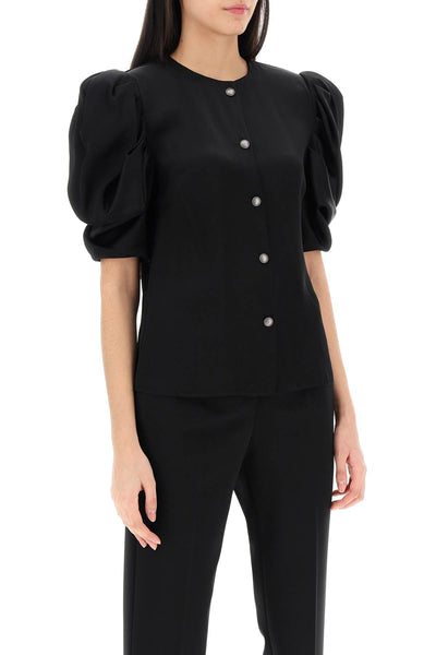 Alessandra rich envers satin blouse with bouffant sleeves-1